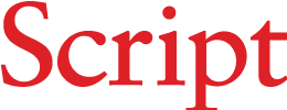 Red text spelling "Script" on a white background in a serif font.